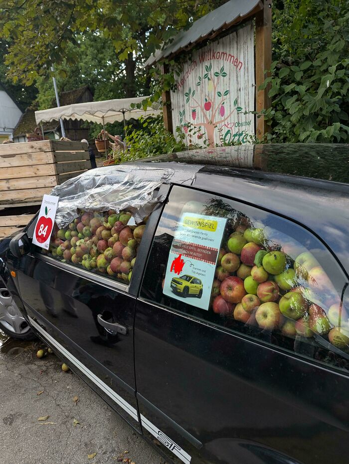 Guess How Many Apples Fit in This Car? Take a Shot and Win!