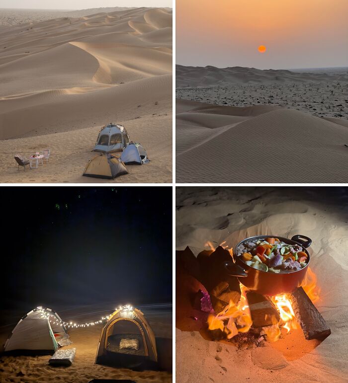 Camping on Oman’s Rub Al Khali Desert Dunes with Camel Stew Dinner