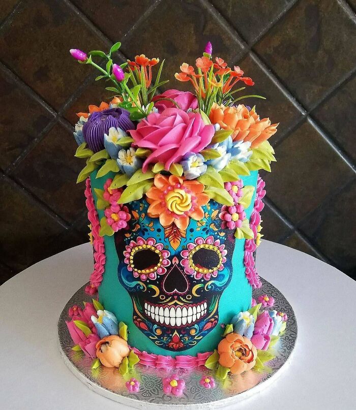 Coco-Inspired Cake Featuring Sugar Skulls That Wow