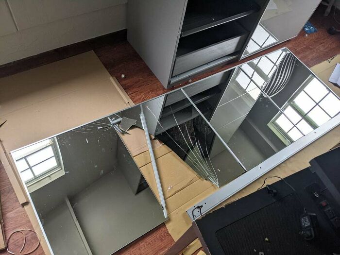 Tripped on a Cardboard… Yep, Broke the Glass Door