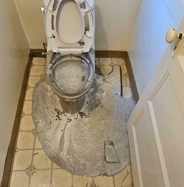 Concrete Decided To Take a Trip... Right Through The Toilet