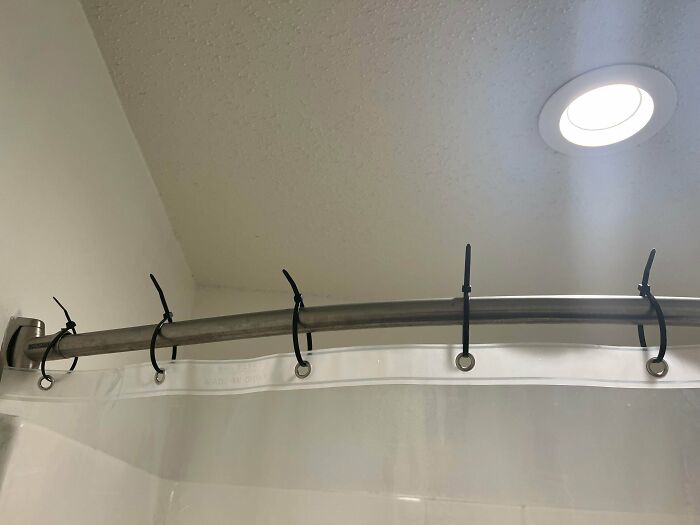 Too Broke for Shower Rings? Zip Ties Save the Day! Kind Of.