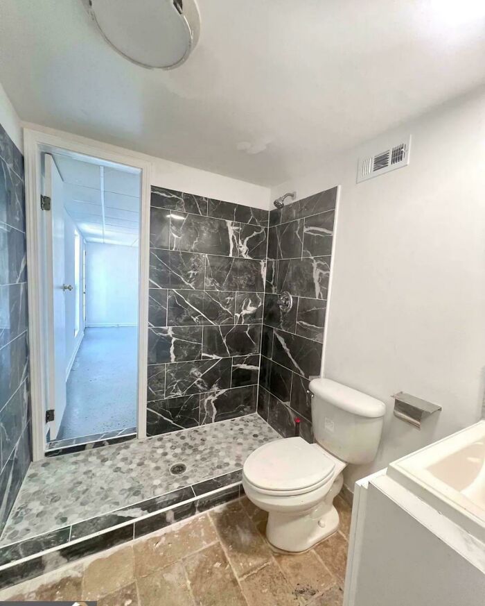 Bathroom Remodel Featuring the Most Unusual Shower Door Ever