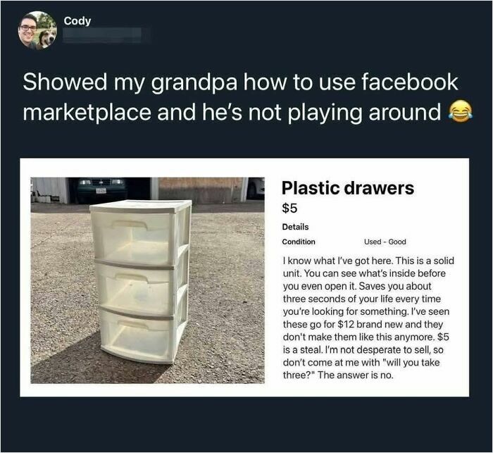 Classic Overpriced 'I Know What I Have' Entry