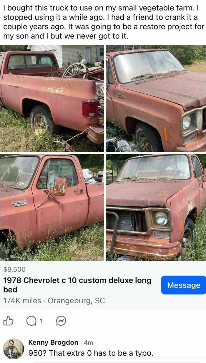 Dude Thinks His Rusty, Dead Custom Truck Is Worth A Fancy Running One