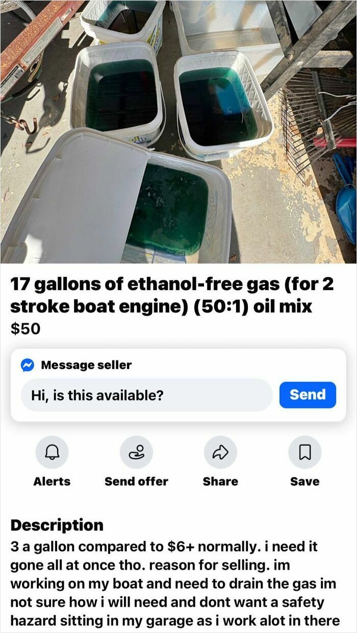 $3 Per Gallon For Who-Knows-What Gas Stored In Cat Litter Buckets