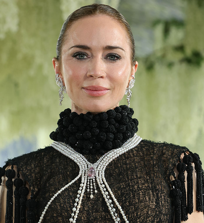 Emily Blunt: Pearls, Fringe, and Face Tweaks?