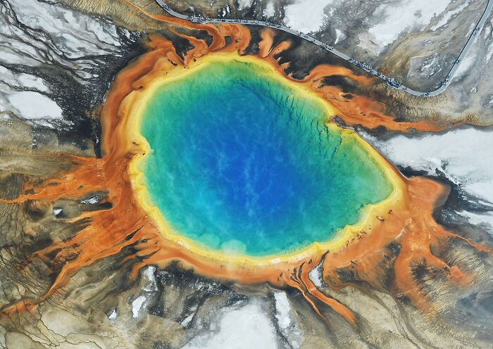 Grand Prismatic Spring Aerial Shot – Rainbow Explosion!