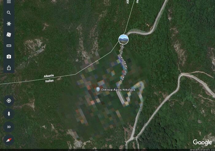 Mysterious Blurred Church Near Greek-Albanian Border? Just Aerial Photo Glitch