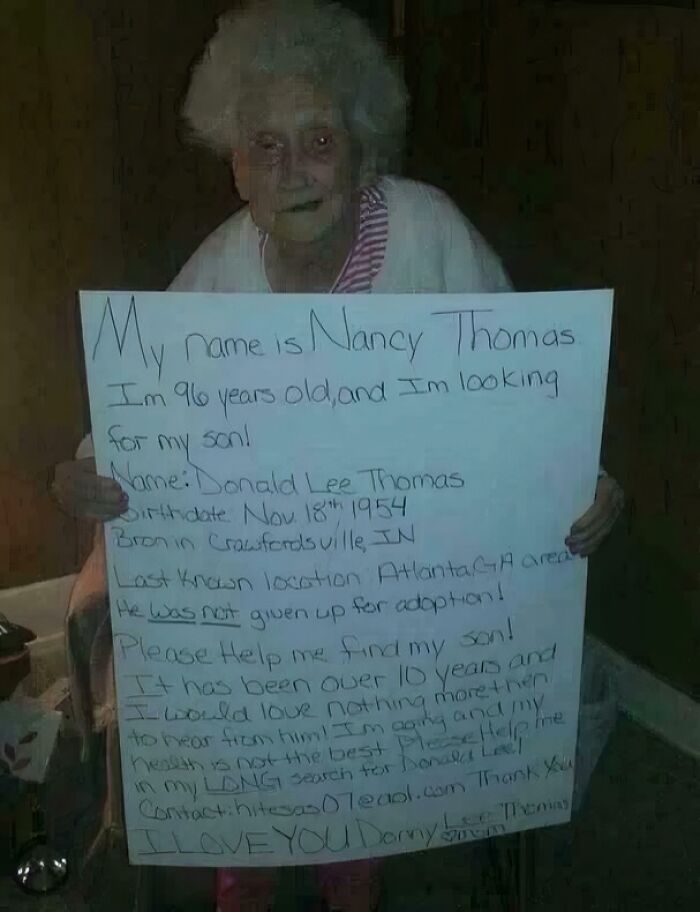 That Sad Elderly Woman Searching for Her Son? She Eventually Found Him