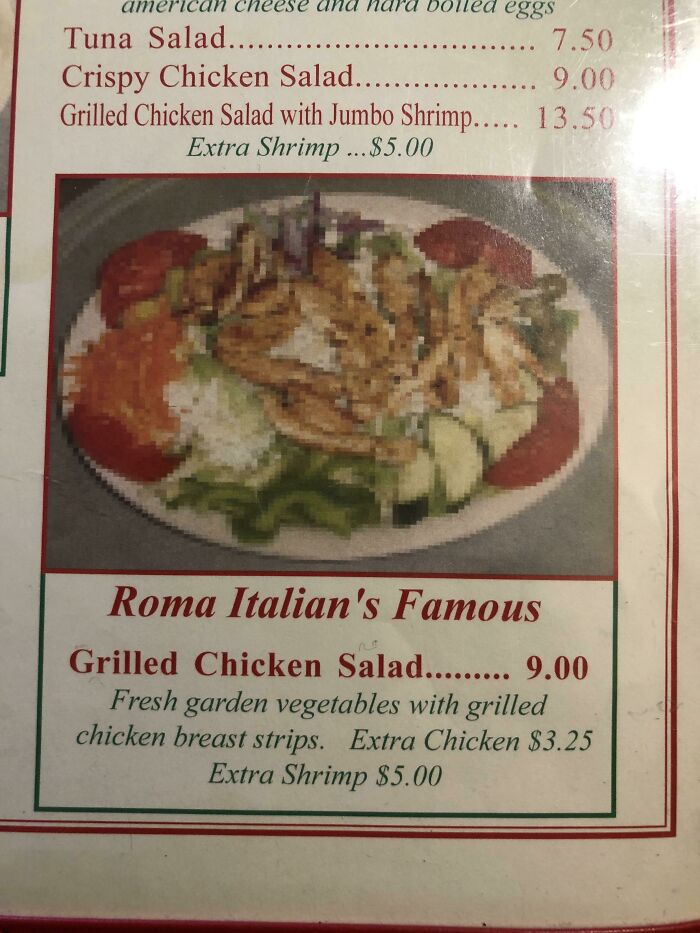Grilled Chicken Salad or Menu Optical Illusion?