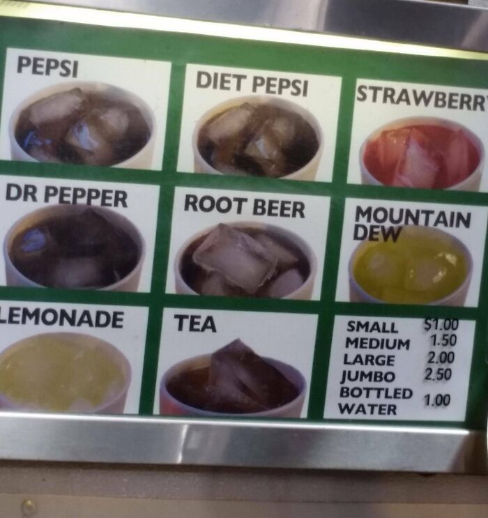 Drinks Menu With Pictures Because You Might Forget What Diet Pepsi Looks Like