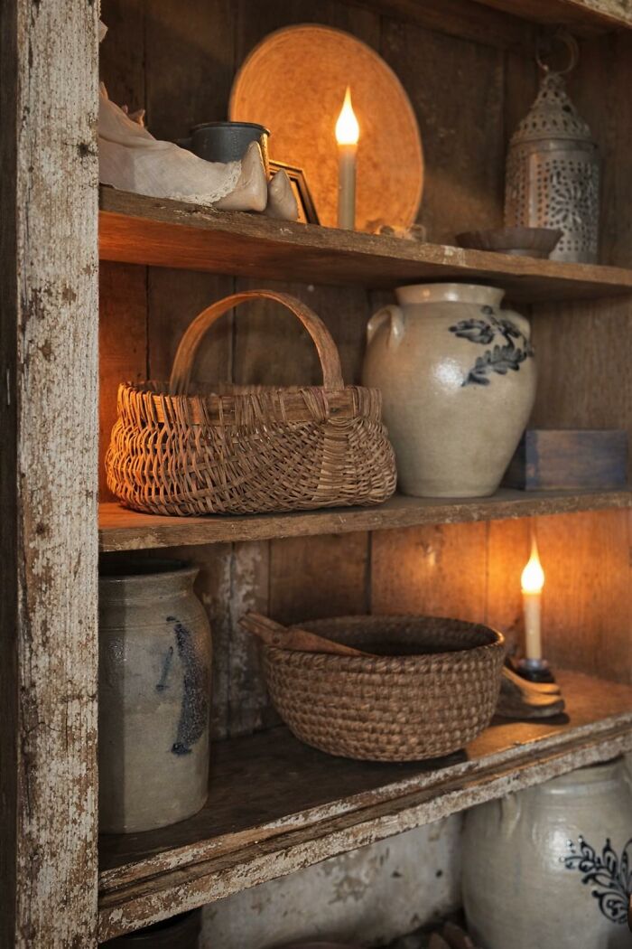 Imagining Daily Life on These Old Shelves—Loved and Used, No Fuss