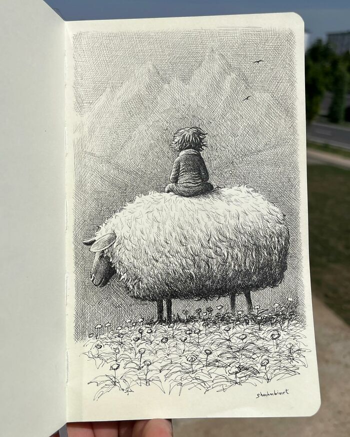 40 Mind-Blowing Sketchbook Drawings That Turn Simple Lines Into Dreamy Worlds