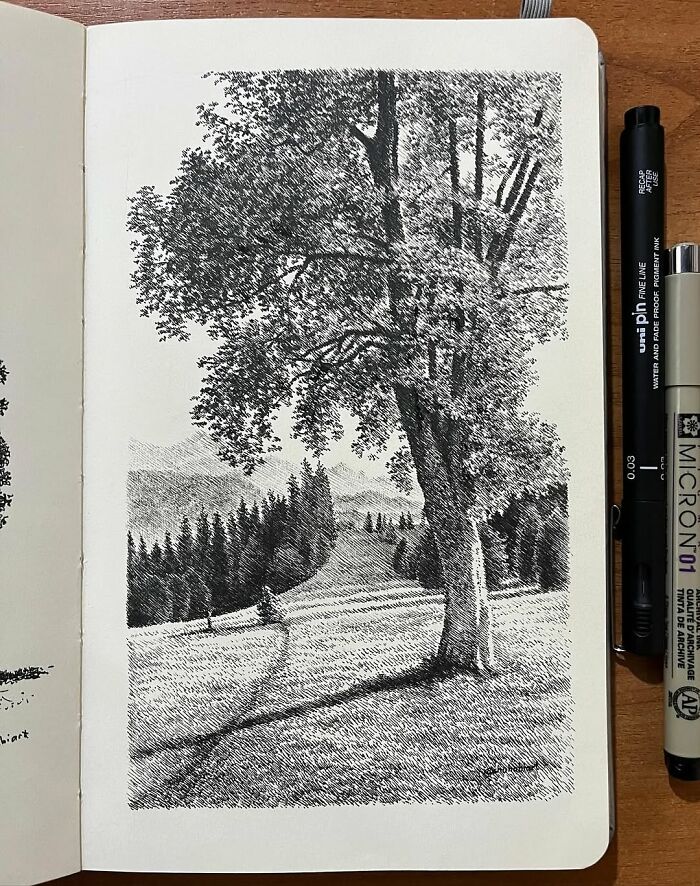 40 Mind-Blowing Sketchbook Drawings That Turn Simple Lines Into Dreamy Worlds
