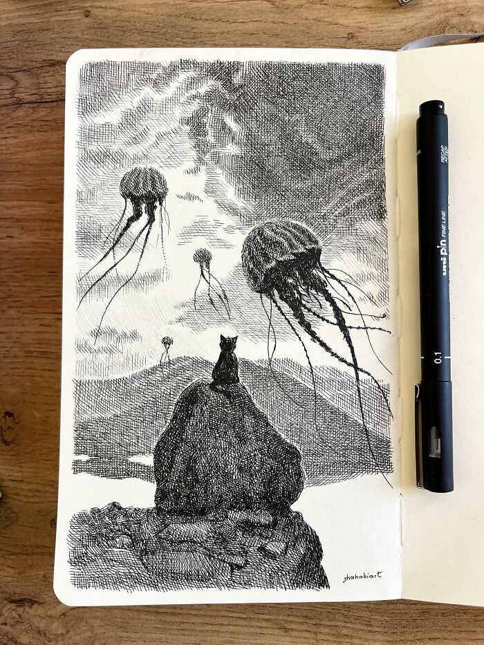 40 Mind-Blowing Sketchbook Drawings That Turn Simple Lines Into Dreamy Worlds