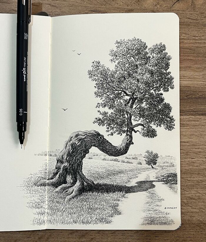 40 Mind-Blowing Sketchbook Drawings That Turn Simple Lines Into Dreamy Worlds