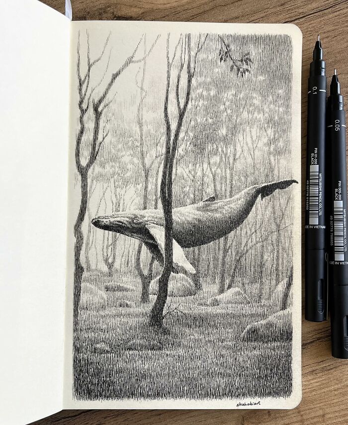 40 Mind-Blowing Sketchbook Drawings That Turn Simple Lines Into Dreamy Worlds