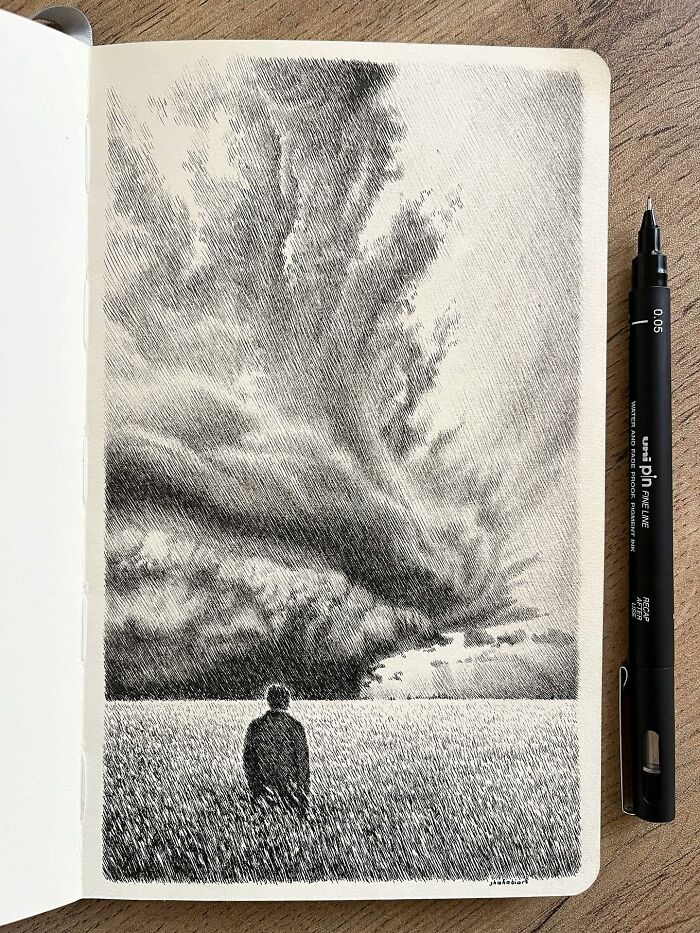 40 Mind-Blowing Sketchbook Drawings That Turn Simple Lines Into Dreamy Worlds