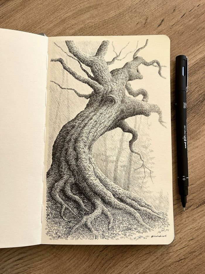 40 Mind-Blowing Sketchbook Drawings That Turn Simple Lines Into Dreamy Worlds