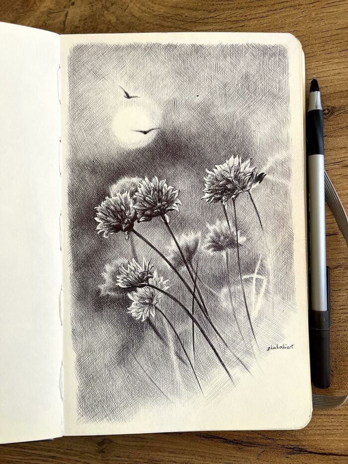 40 Mind-Blowing Sketchbook Drawings That Turn Simple Lines Into Dreamy Worlds