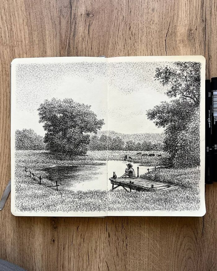 40 Mind-Blowing Sketchbook Drawings That Turn Simple Lines Into Dreamy Worlds