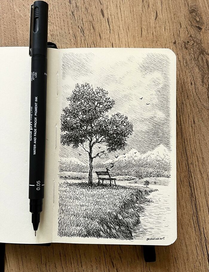 40 Mind-Blowing Sketchbook Drawings That Turn Simple Lines Into Dreamy Worlds