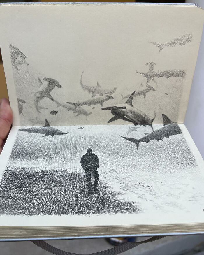 40 Mind-Blowing Sketchbook Drawings That Turn Simple Lines Into Dreamy Worlds