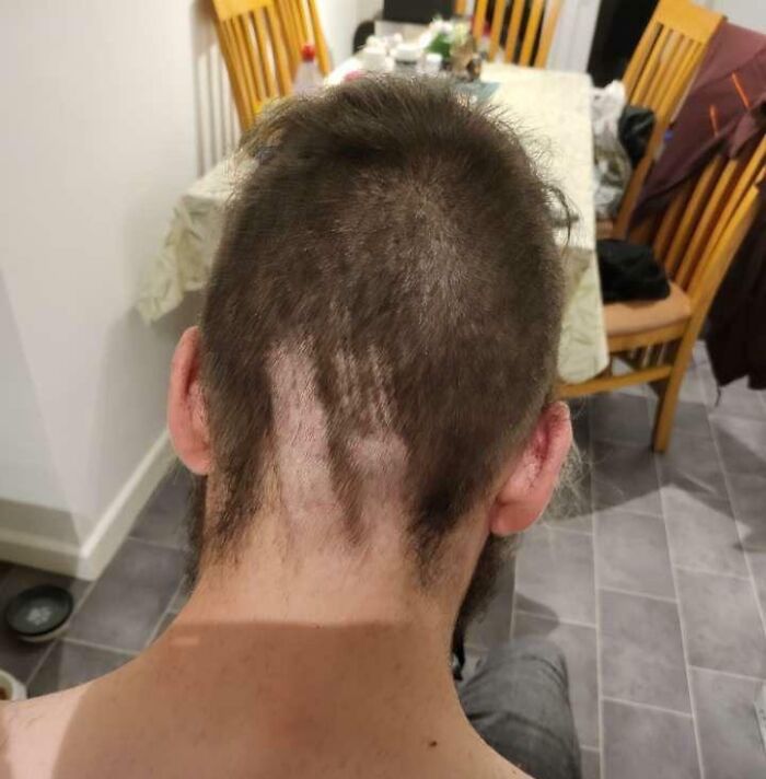 Girlfriend Tried Helping With Haircut, Then… Gasp!