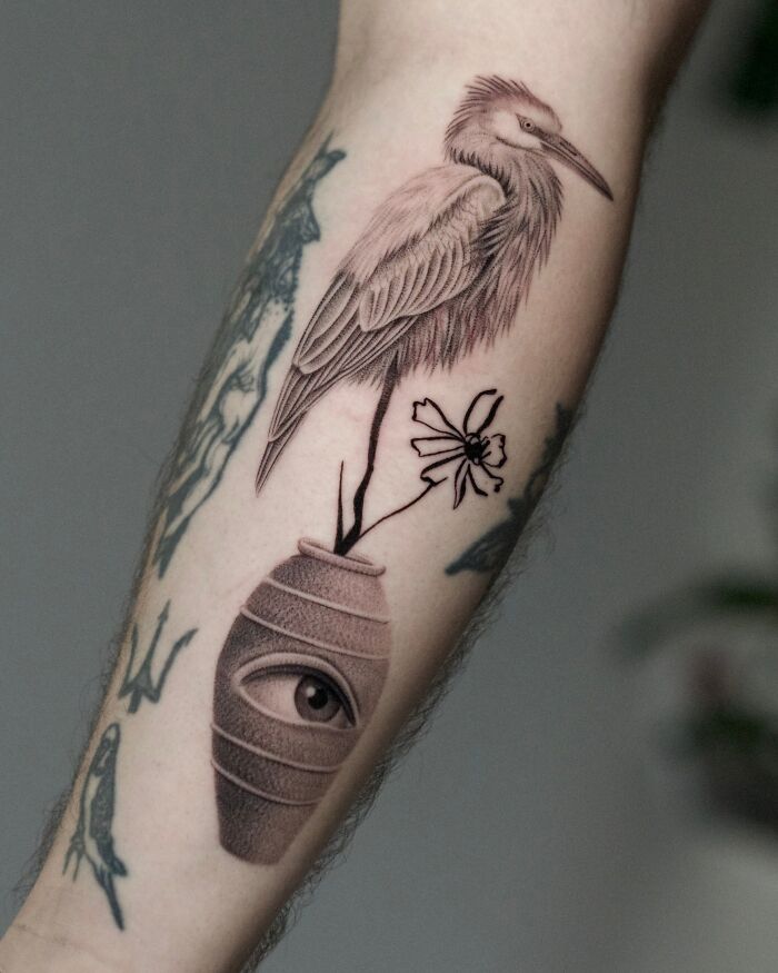 Heron, Vase & Eye Mashup
