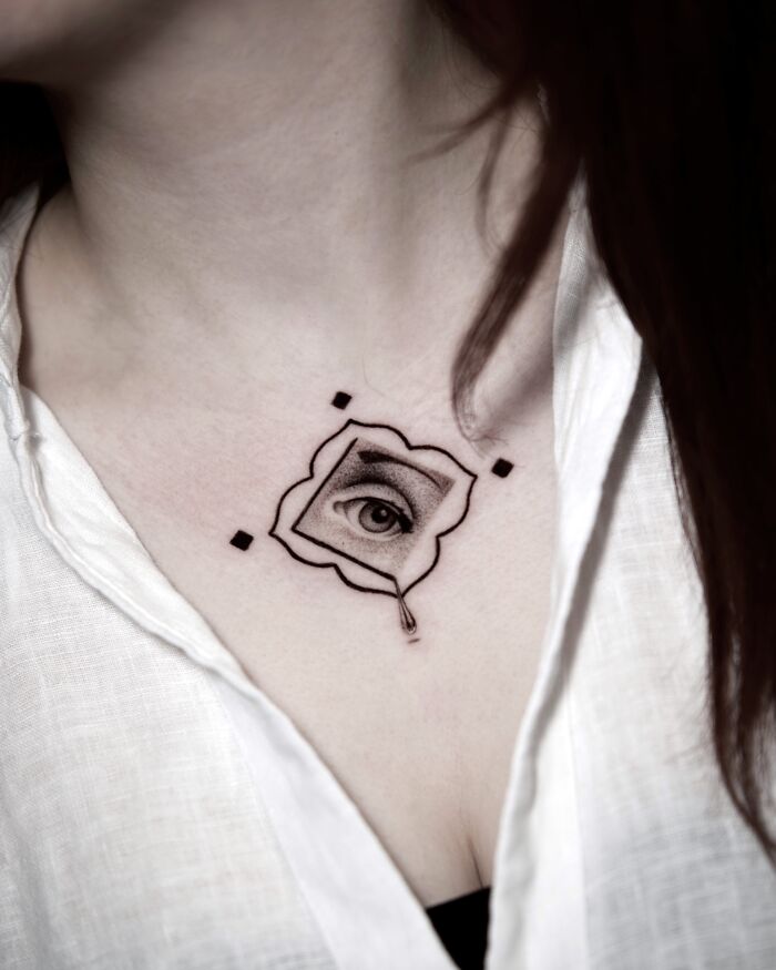 Tear-Drop Eye on Collarbone