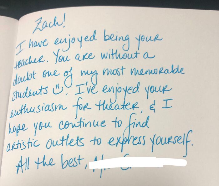 My Theater Teacher Wrote This In My Yearbook And Now I’m Swooning