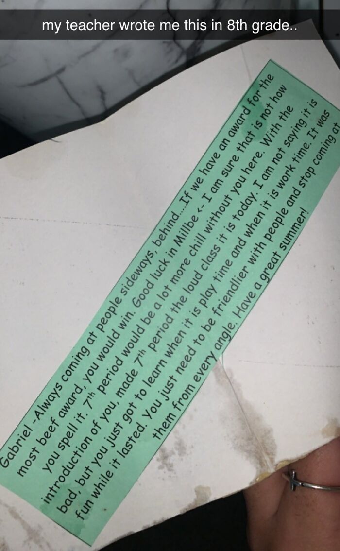 Thinking About This Sweet Note My 8th-Grade Teacher Left Me
