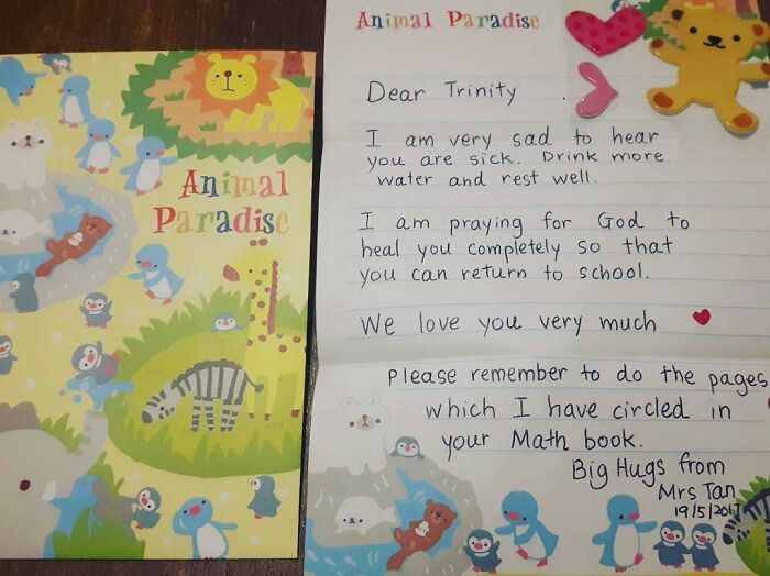 A Cute Little Note From Trinity's Form Teacher (Sending All The Love)