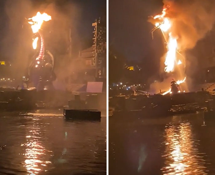Robot Dragon Goes Up in Flames at Disneyland