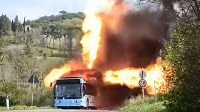 Bus on Fire! The Drama Near Perugia, Italy