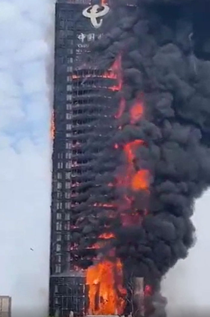 Chaotic Blaze Lights Up China Telecom Building in Changsha