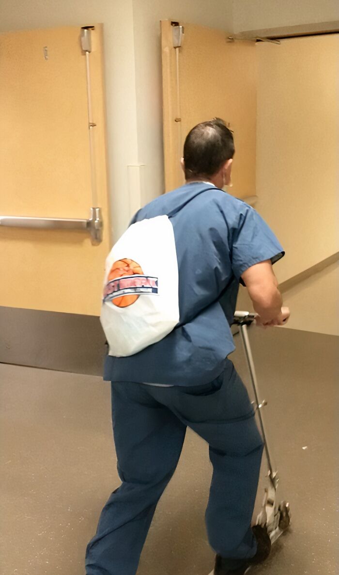 Doctor Scooting Around The Hospital Like It’s No Big Deal