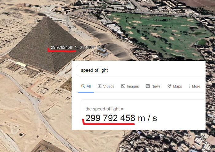 Coordinates of the Pyramid of Khufu Line Up Dead-On with the Speed of Light—Crazy or Coincidence?