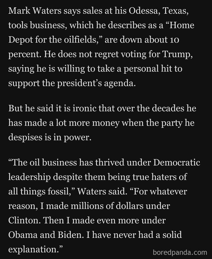 He's Made Bank When The Party He Hates Was In Power... Oops