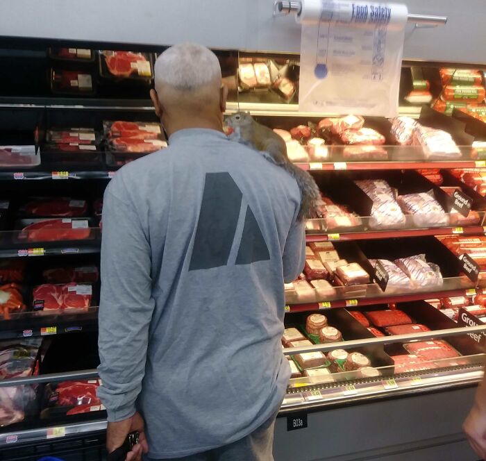 Just A Guy And His Squirrel Taking Walmart By Storm