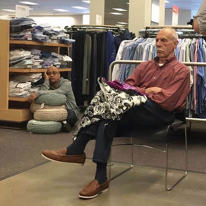 Miserable Husbands Stuck While Their Wives Shop Away
