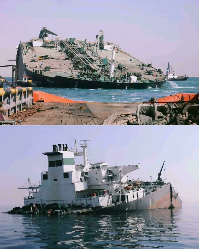 Crude Oil Tanker Meltdown Near Suez Canal
