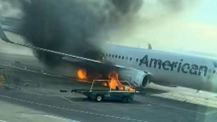 American Airlines 737-800 Goes Up In Flames After Emergency Landing