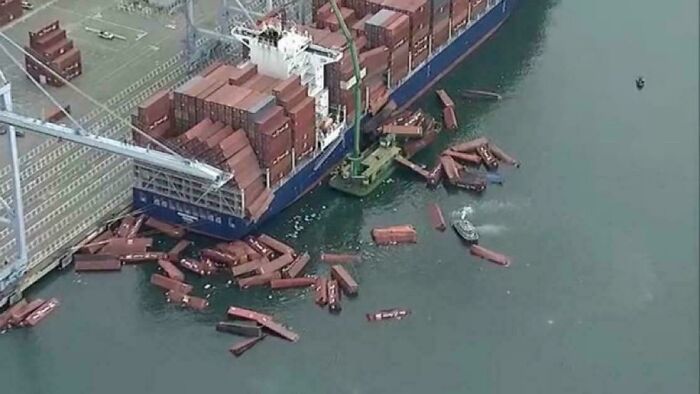 Shipping Containers Go Overboard At Long Beach Port