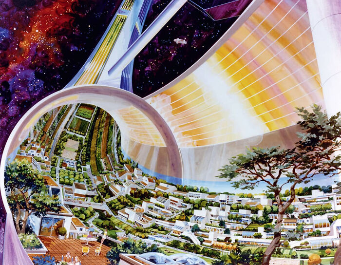 Space Colony Painting by Rick Guidice – Moondreams Incoming!