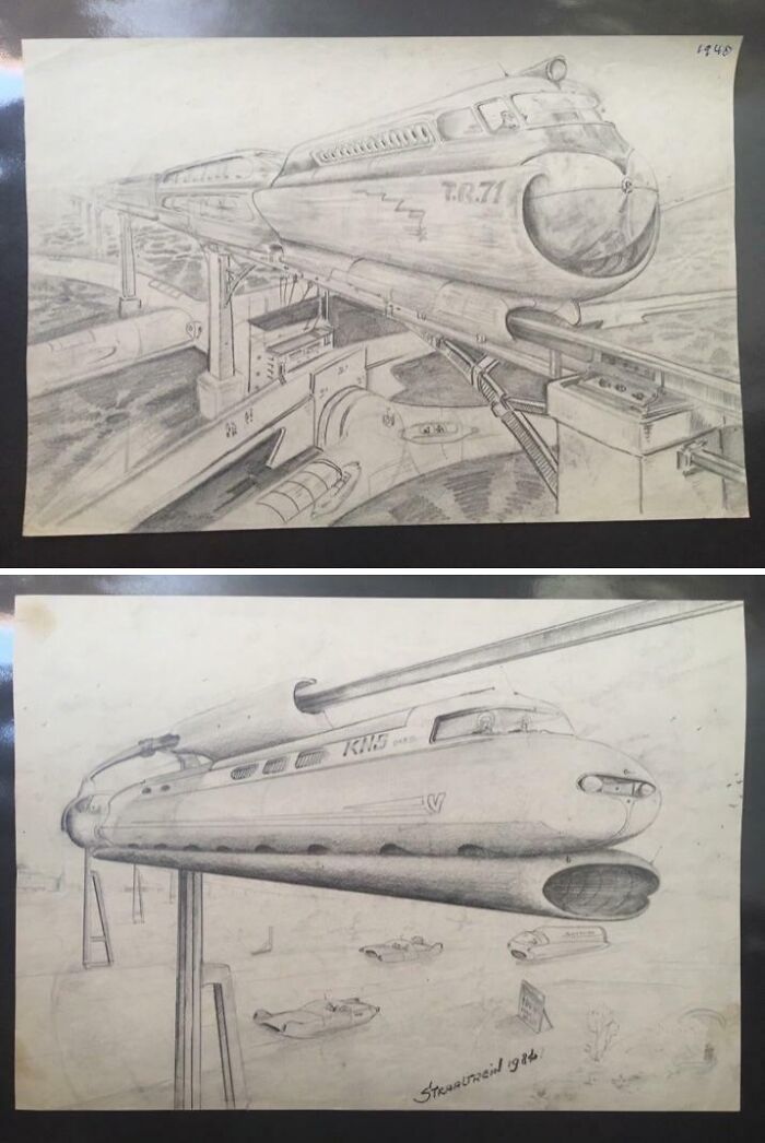 My Grandfather's 1948 Jet-Train Sketch – 1984 Here We Come!