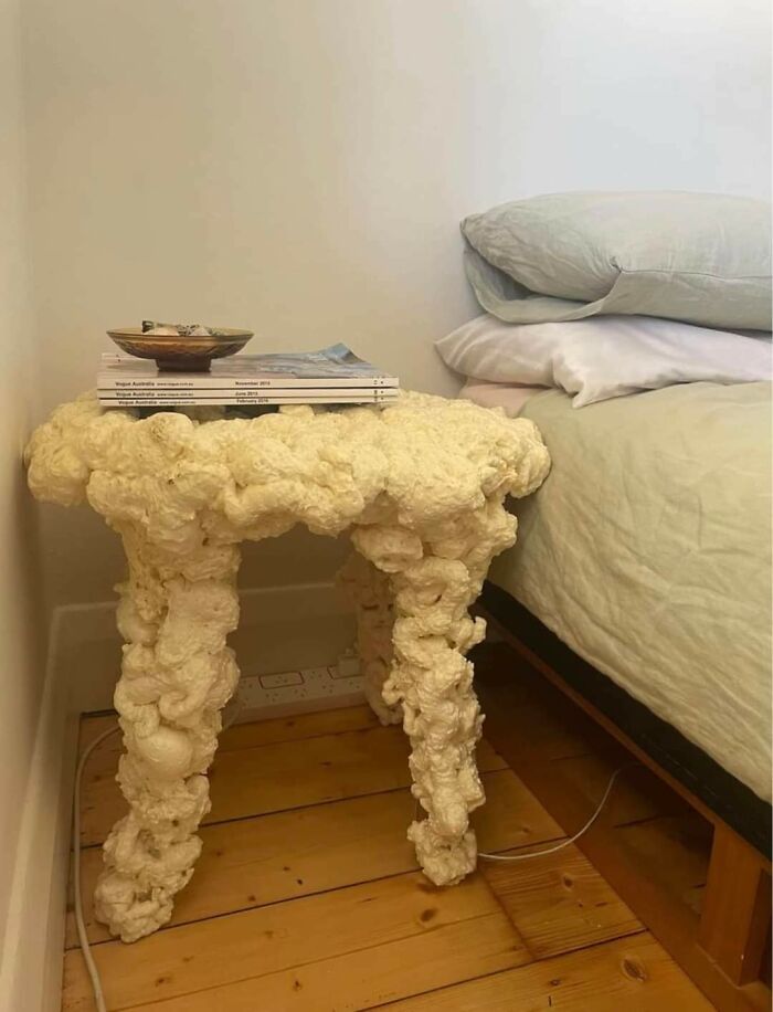 Spray Foam Nightstand? Dust’s BFF