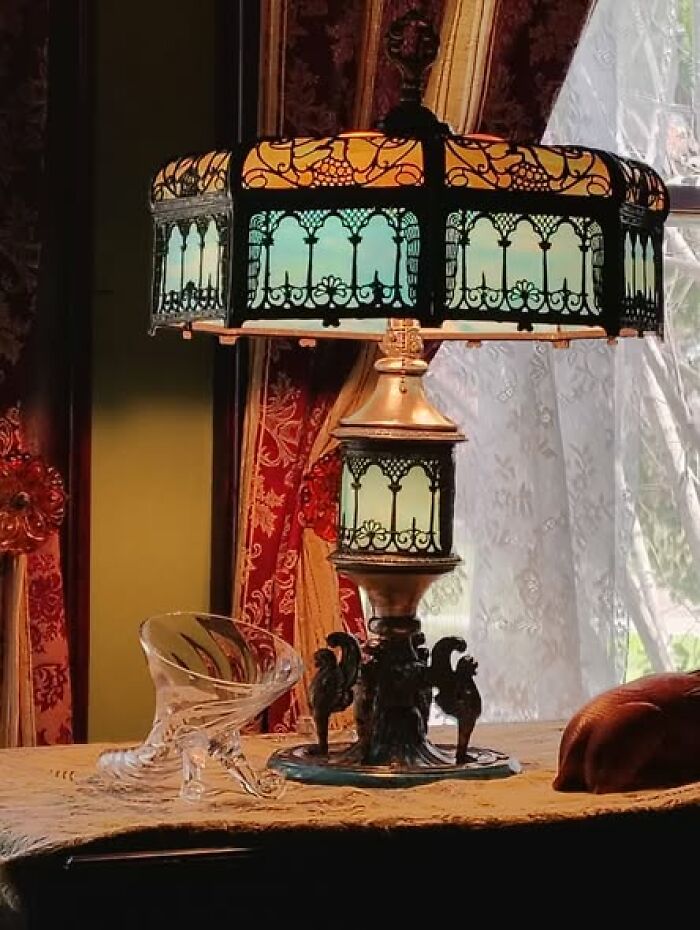 No Marks, But Loads Of Glass And Metal—Anyone Know This Lamp’s Story?