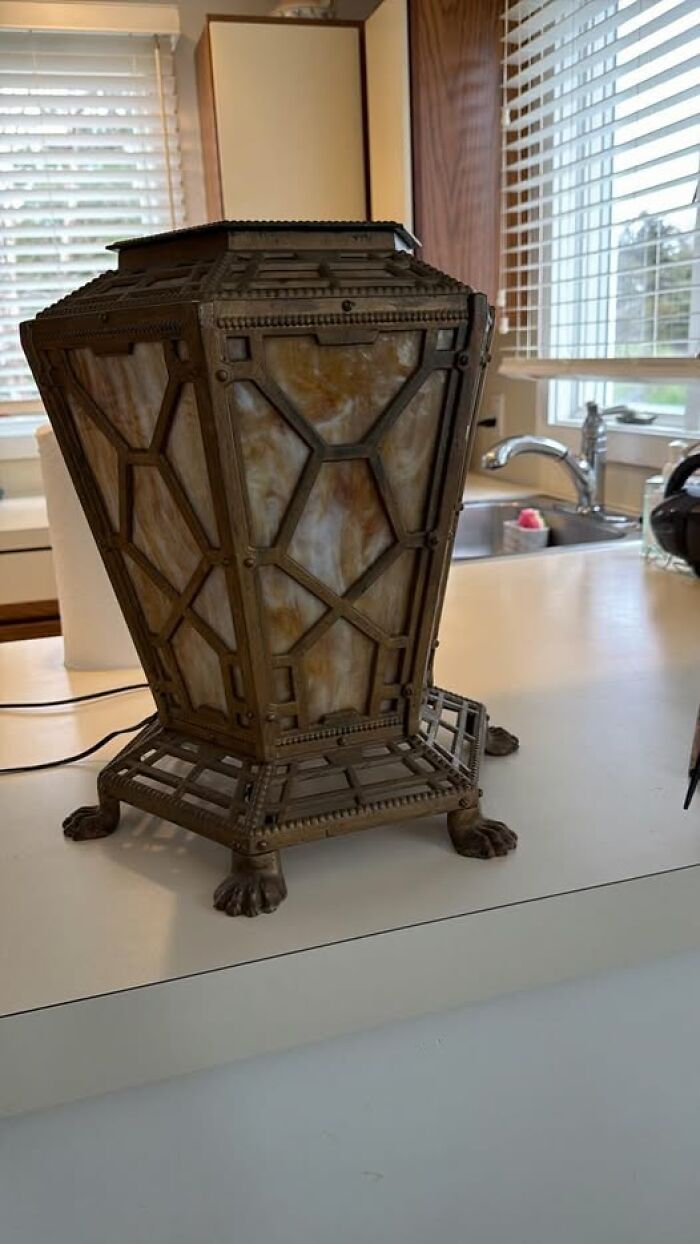50+ Years Tucked Away: Slag Glass & Brass Lamp Hidden Treasure